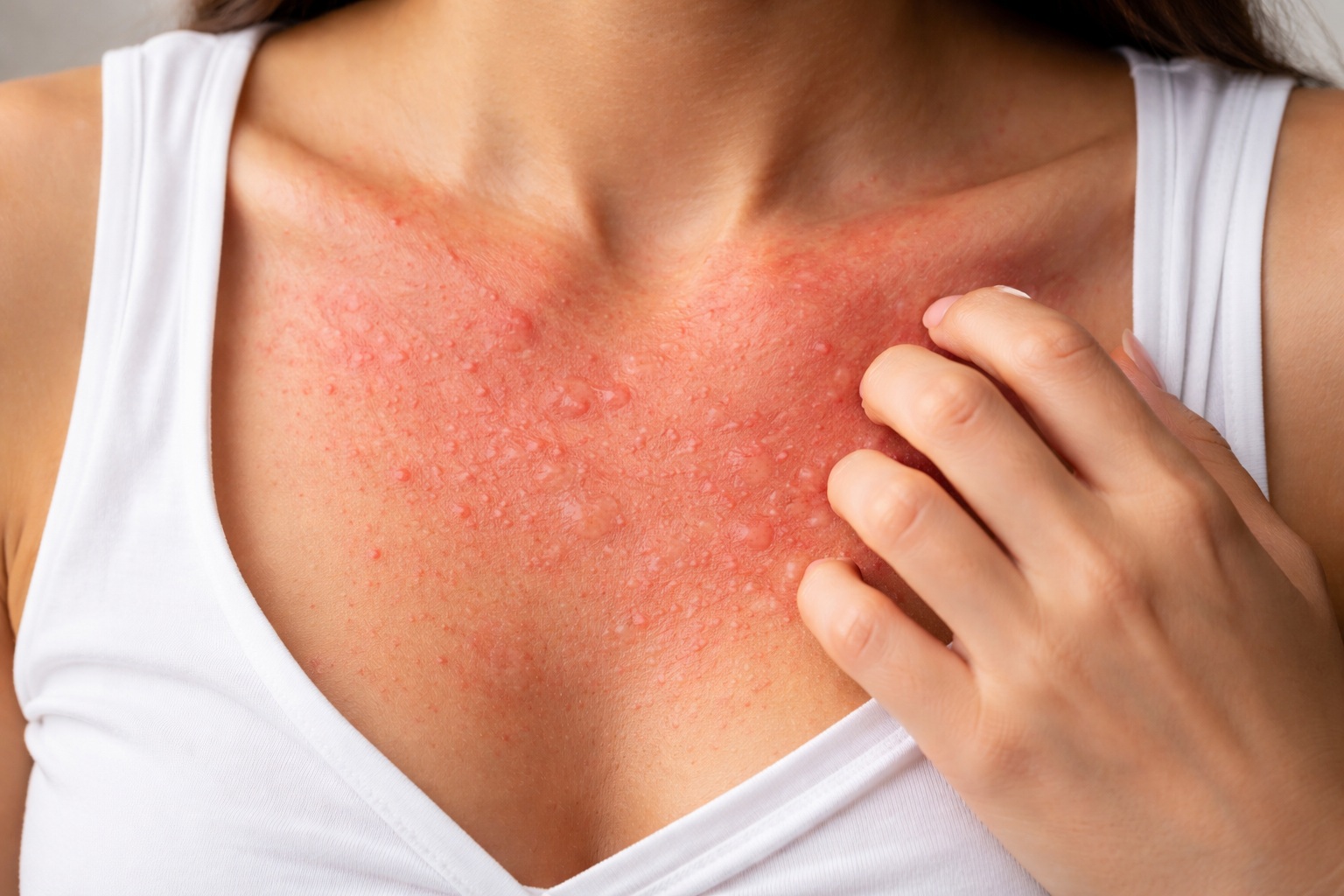 sonnenallergie hautausschlag dekollete
